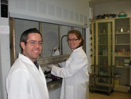 Eli and Katerine do lab work